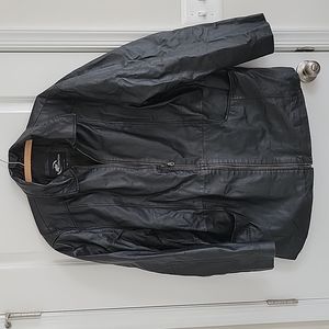 Mid-length leather coat